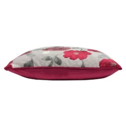 Cut Velvet Poppy Cushion - 45x45cm - Red -Curver Shop 12969631 3994900336062000