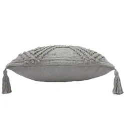Knot Tassle Cushion - 45x45cm - Grey -Curver Shop 12969632 3254900336157898