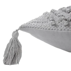 Knot Tassle Cushion - 45x45cm - Grey -Curver Shop 12969632 9484900336201881