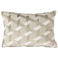 Jacquard Geometric Velvet Cushion - 30x50cm - Latte