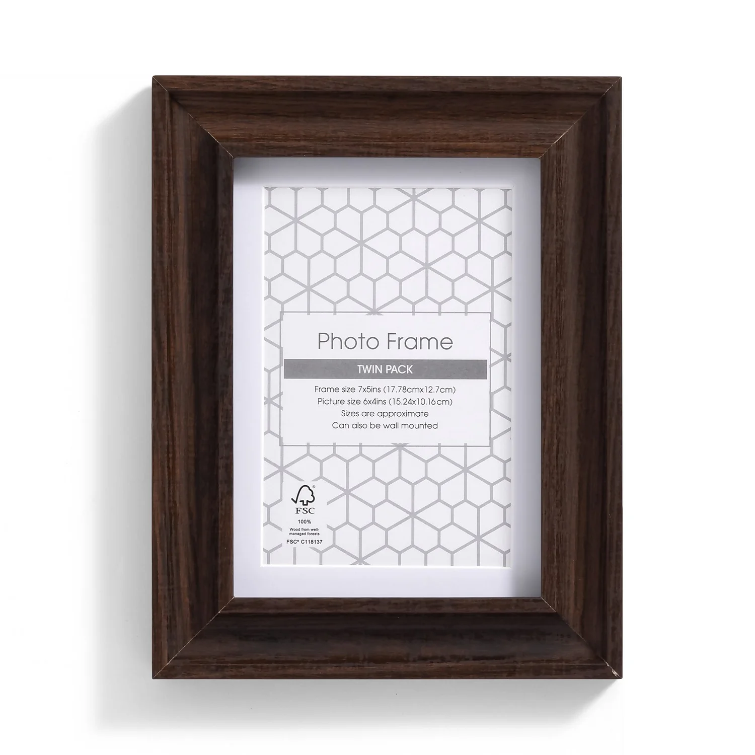 Twin Pack Of Photo Frames - Walnut - 6x4in 6 Twin Pack Of Photo Frames - Walnut - 6x4in - Image 6