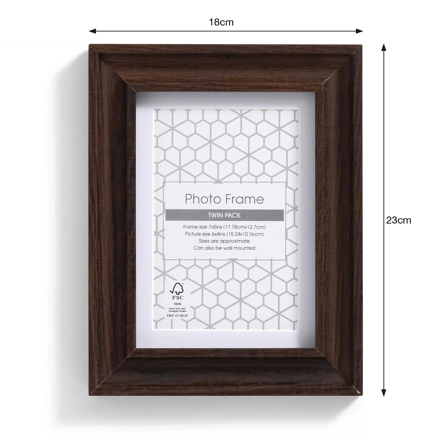 Twin Pack Of Photo Frames - Walnut - 6x4in 4 Twin Pack Of Photo Frames - Walnut - 6x4in - Image 4
