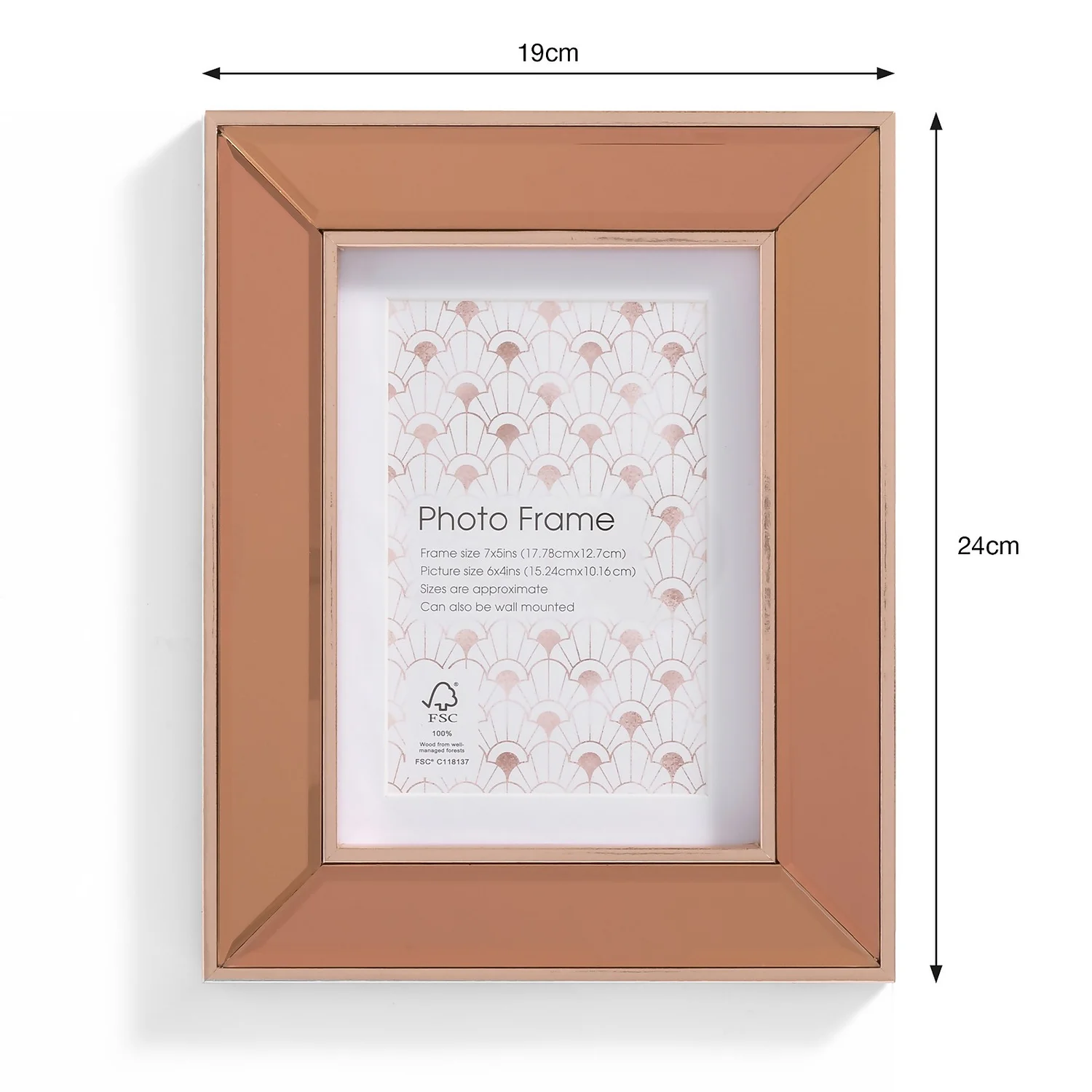 Bevelled Photo Frame - 6x4in - Rose Gold 5 Bevelled Photo Frame - 6x4in - Rose Gold - Image 5