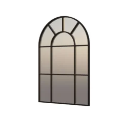 Black Iron Arch Window Pane Mirror