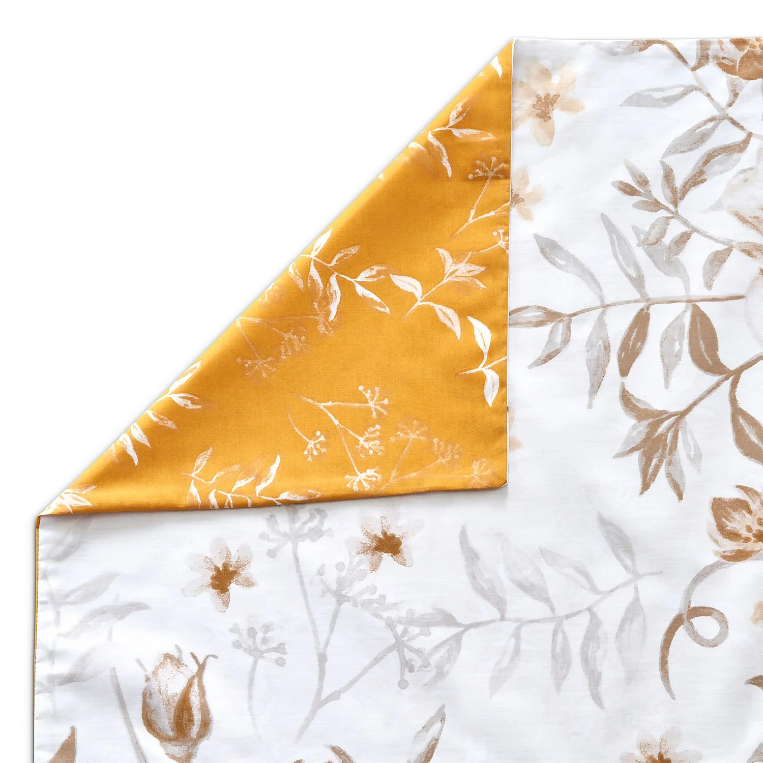 The Willow Manor Easy Care Percale Double Duvet Set Peony Posy - Ochre & Natural 3 The Willow Manor Easy Care Percale Double Duvet Set Peony Posy - Ochre & Natural - Image 3