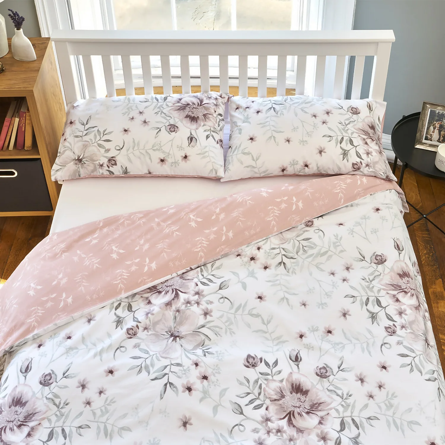 The Willow Manor Easy Care Percale Single Duvet Set Peony Posy - Blush & Green 1 The Willow Manor Easy Care Percale Single Duvet Set Peony Posy - Blush & Green