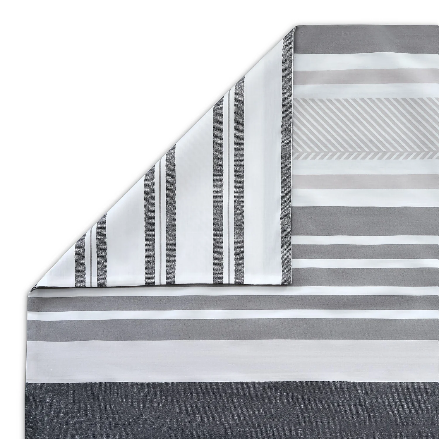 The Willow Manor Easy Care Percale Double Duvet Set Metro Stripe - Grey 3 The Willow Manor Easy Care Percale Double Duvet Set Metro Stripe - Grey - Image 3