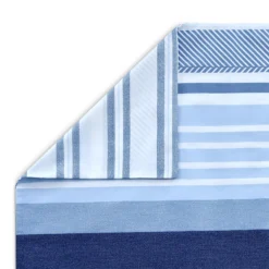 The Willow Manor Easy Care Percale Double Duvet Set Metro Stripe - Denim -Curver Shop 13116320 7454911948534909