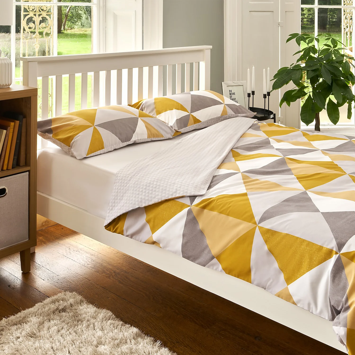 The Willow Manor Easy Care Percale Double Duvet Set Mosaic Geo - Ochre 1 The Willow Manor Easy Care Percale Double Duvet Set Mosaic Geo - Ochre