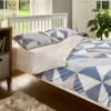 The Willow Manor Easy Care Percale Single Duvet Set Mosaic Geo - Denim
