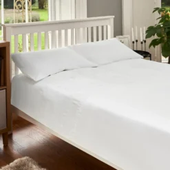 The Willow Manor Easy Care Percale Double Duvet Set Ruched Panel - White