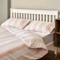 The Willow Manor 100% Cotton Percale Double Duvet Set Oxford Stripe - Blush
