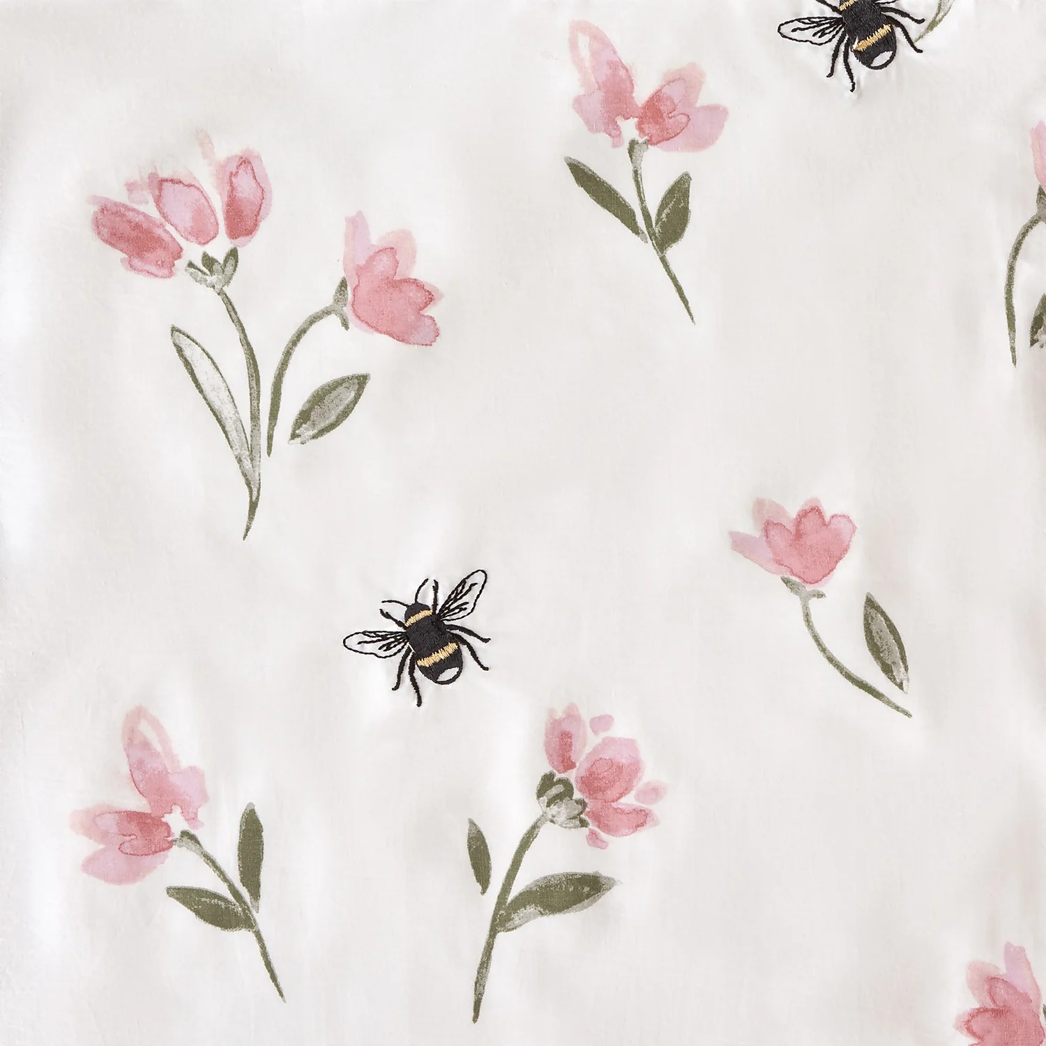 The Willow Manor 100% Cotton Percale Super King Duvet Set Print & Embroidered Bee 3 The Willow Manor 100% Cotton Percale Super King Duvet Set Print & Embroidered Bee - Image 3
