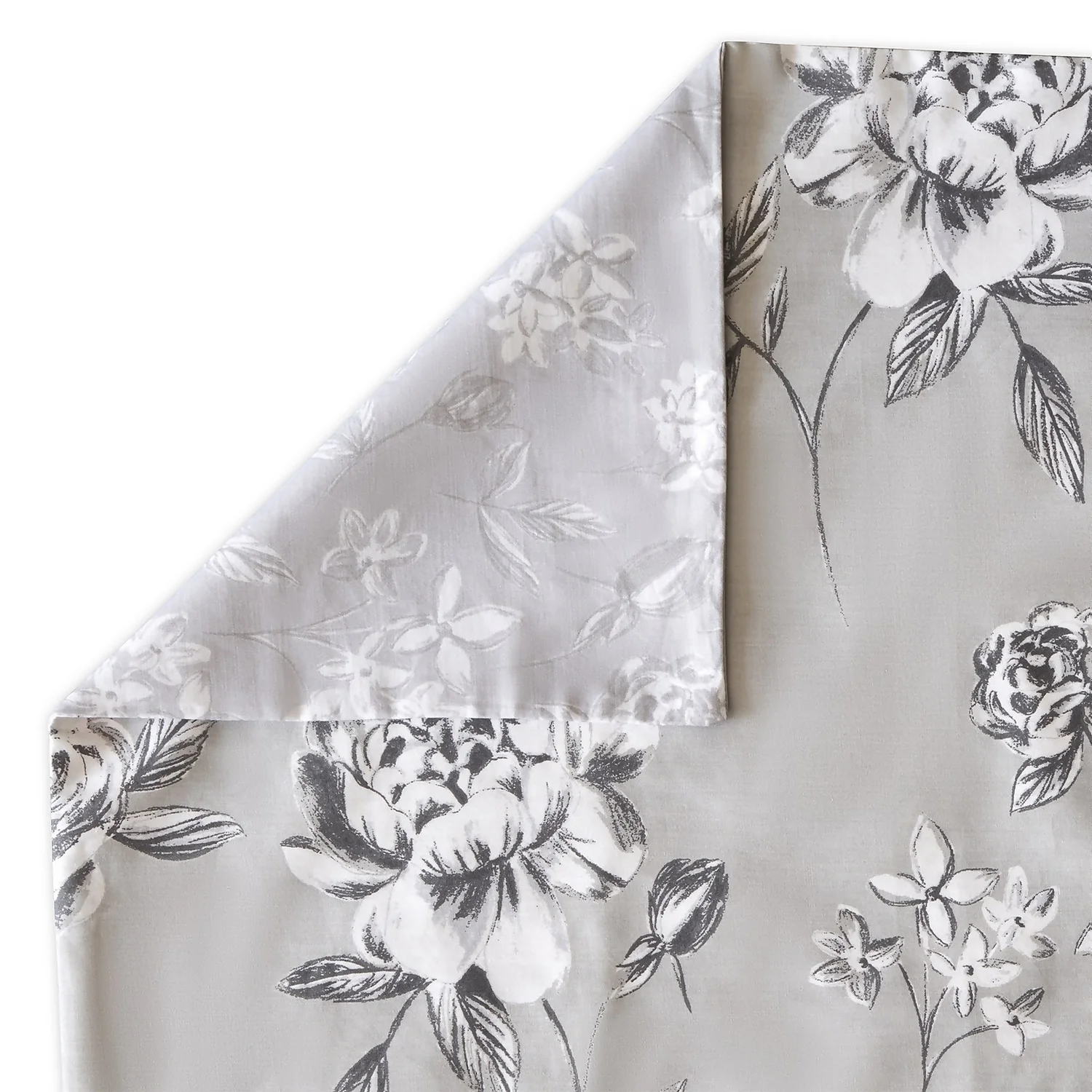 The Willow Manor 100% Cotton Percale Double Duvet Set Graphic Floral - Grey 3 The Willow Manor 100% Cotton Percale Double Duvet Set Graphic Floral - Grey - Image 3