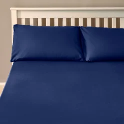 The Willow Manor Easy Care Percale Single Fitted Sheet - Navy