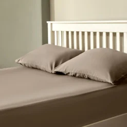 The Willow Manor 100% Cotton Percale King Fitted Sheet - Mole