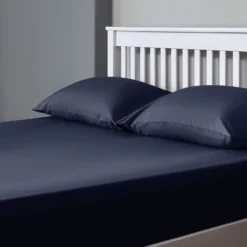The Willow Manor 100% Cotton Percale Double Fitted Sheet - Midnight