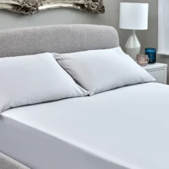 The Willow Manor Egyptian Cotton Sateen 300 Thread Count Super King Fitted Sheet - Pearl Grey
