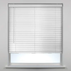 50mm Faux Wood Venetian Blind - 120cm - White