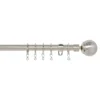Extendable Ball Finial Curtain Pole - Satin Steel - 1.7-3m (16/19mm)