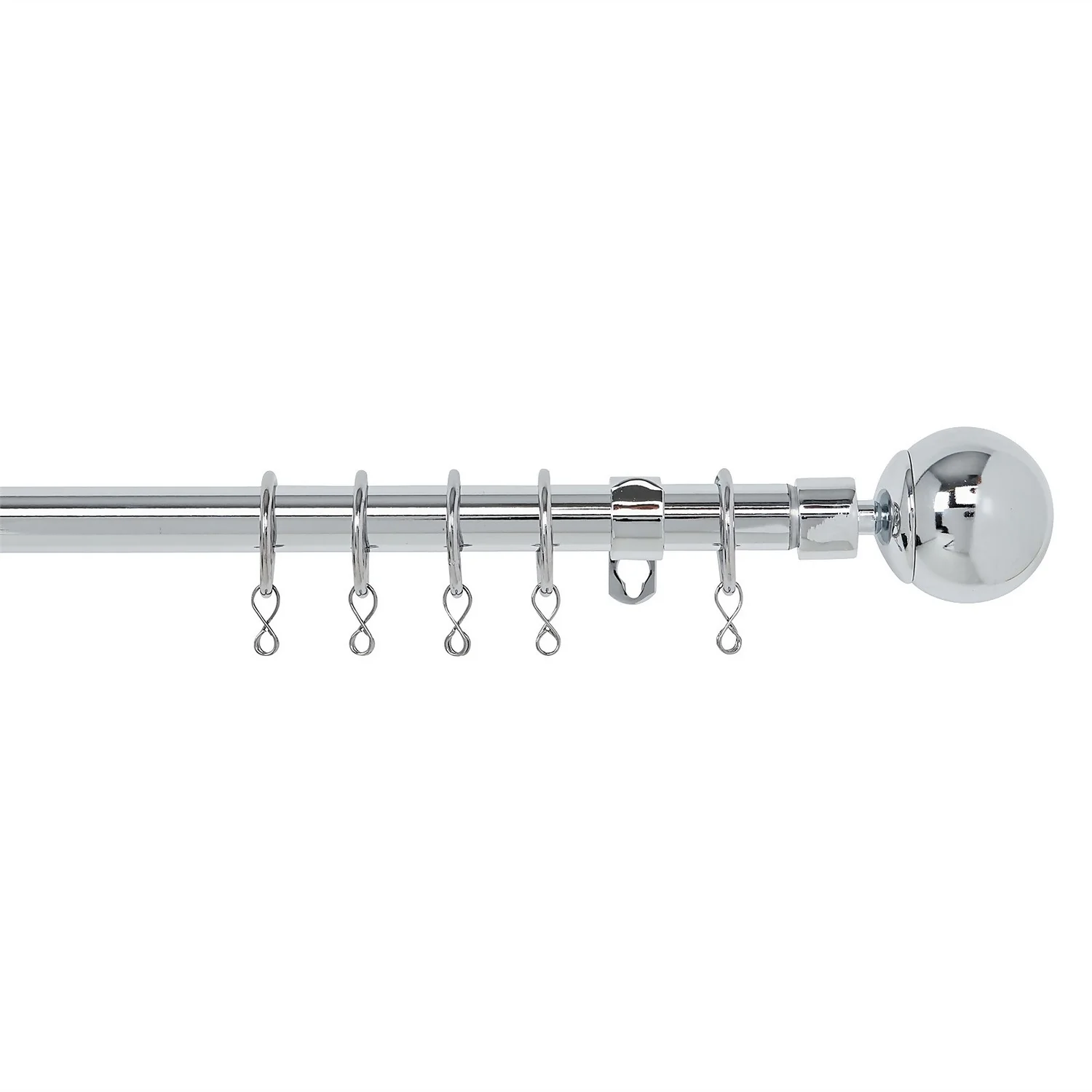 Extendable Ball Finial Curtain Pole - Chrome - 1.7-3m (16/19mm) 1 Extendable Ball Finial Curtain Pole - Chrome - 1.7-3m (16/19mm)