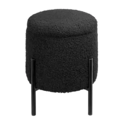 Tori Boucle Footstool - Black -Curver Shop 13130401 1634919264449026