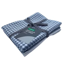 Set Of 3 White & Blue Tea Towels -Curver Shop 13133456 2144943563273215