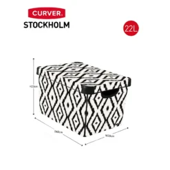 Curver Stockholm Aztec Deco Storage Box - Black & White 22L -Curver Shop 13148482 1594896660096351