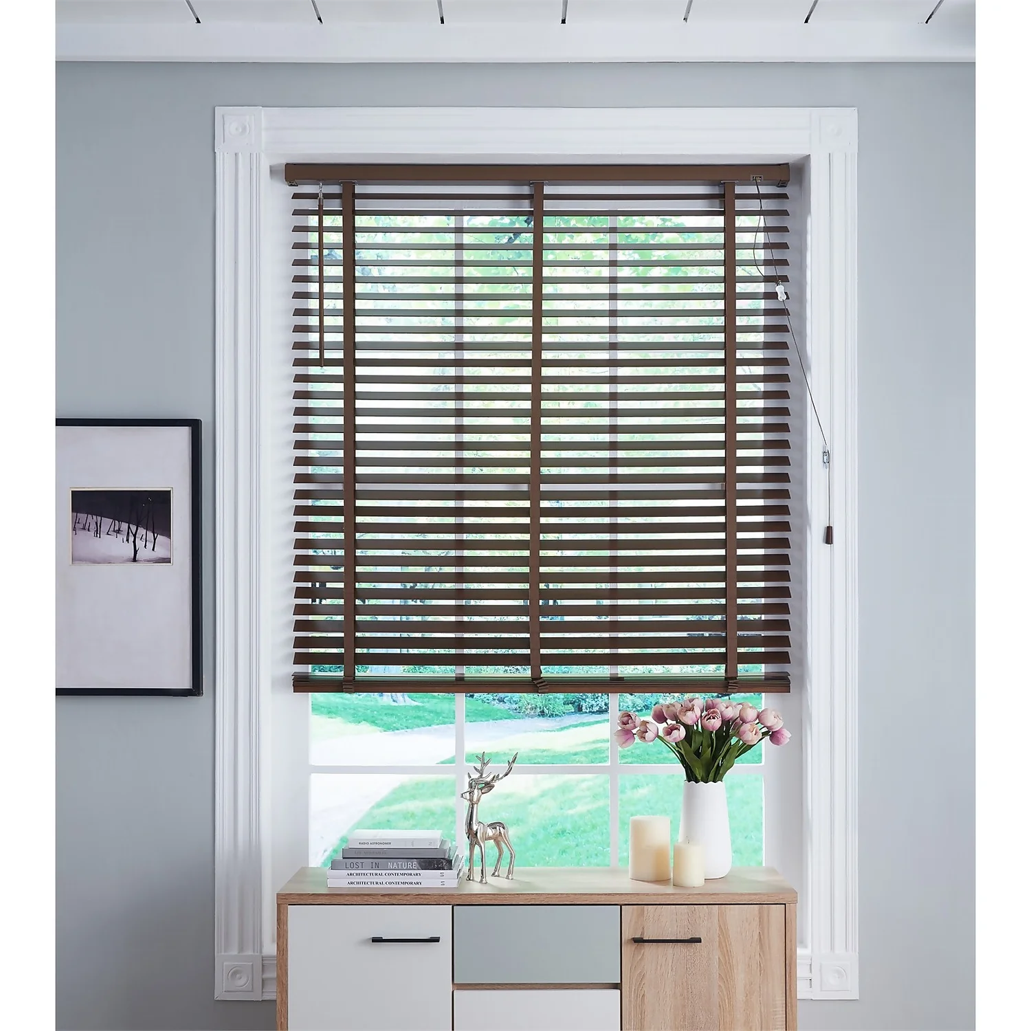 50mm Wood Venetian Blind - Walnut - 130x160cm 2 50mm Wood Venetian Blind - Walnut - 130x160cm - Image 2