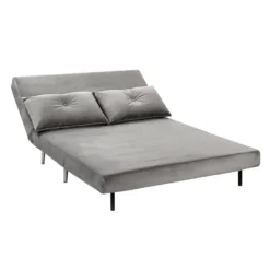 Freya Velvet Folding Sofa Bed - Grey -Curver Shop 13222764 1194933444598958