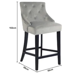 Annabelle Velvet Bar Stool - Grey -Curver Shop 13223761 2104927306648863
