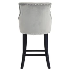 Annabelle Velvet Bar Stool - Grey -Curver Shop 13223761 5874927306625451