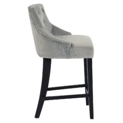 Annabelle Velvet Bar Stool - Grey -Curver Shop 13223761 6864927306593222