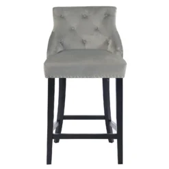 Annabelle Velvet Bar Stool - Grey -Curver Shop 13223761 7994927306506681