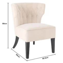 Sadie Velvet Accent Chair - Ivory -Curver Shop 13223762 1644927512217629