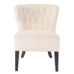Sadie Velvet Accent Chair - Ivory -Curver Shop 13223762 2104927512026442