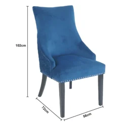 Annabelle Pleated Back Velvet Dining Chairs - Set Of 2 - Navy -Curver Shop 13223766 6994926477174525