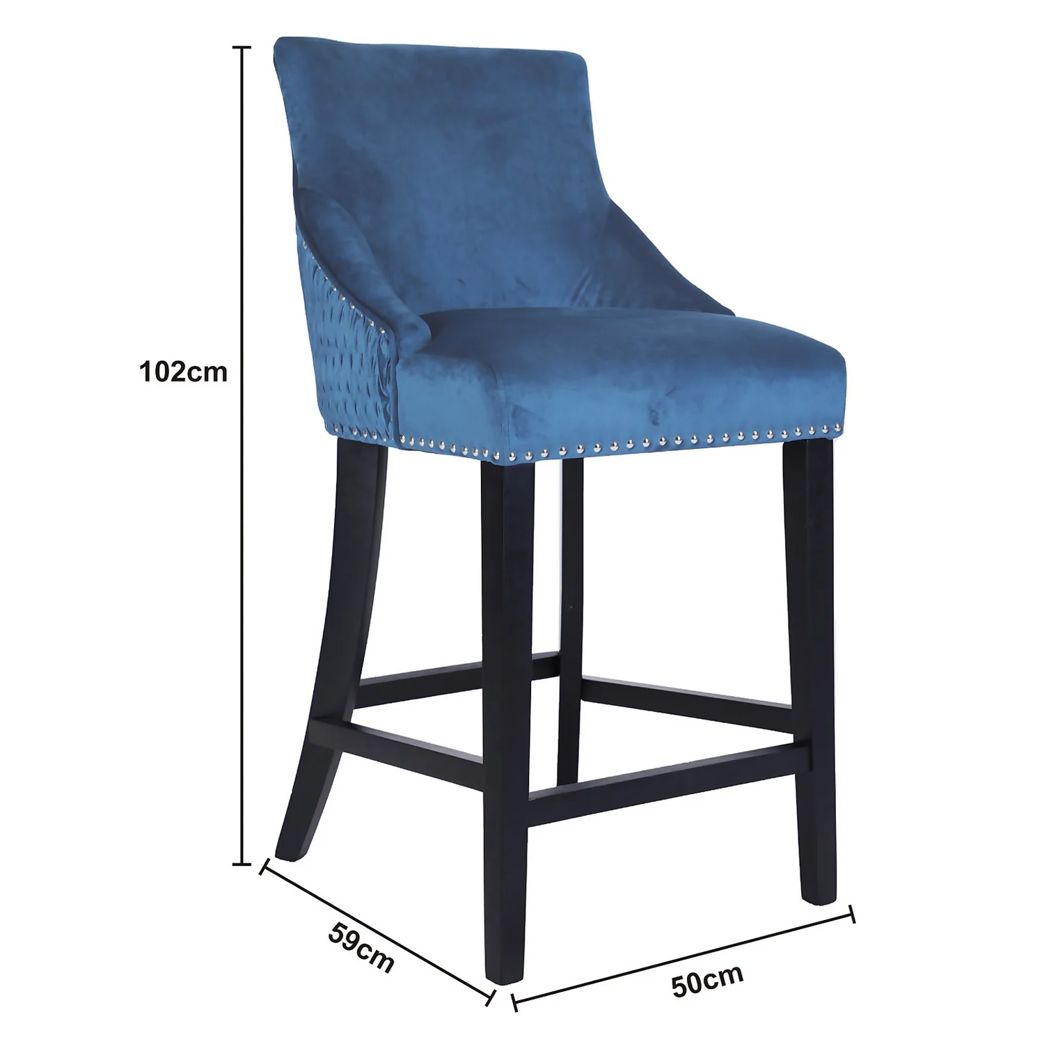 Annabelle Velvet Bar Stool - Navy 6 Annabelle Velvet Bar Stool - Navy - Image 6