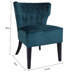 Sadie Velvet Accent Chair - Aegean Blue -Curver Shop 13223769 1444958840774388