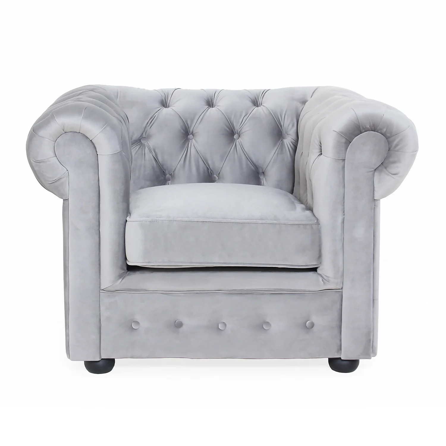 Chesterfield Velvet Armchair - Silver 2 Chesterfield Velvet Armchair - Silver - Image 2