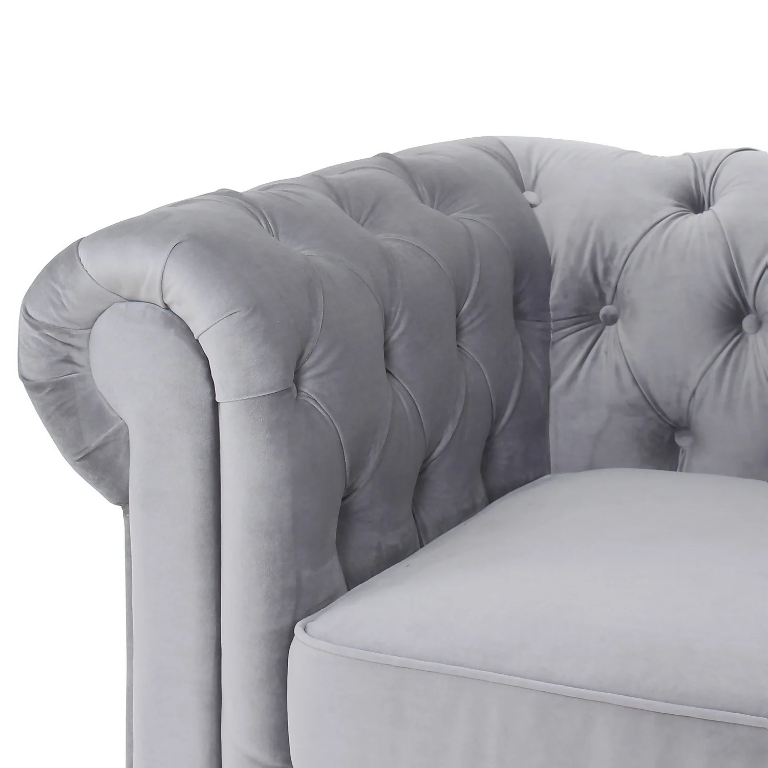 Chesterfield Velvet Armchair - Silver 4 Chesterfield Velvet Armchair - Silver - Image 4