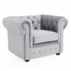 Chesterfield Velvet Armchair - Silver