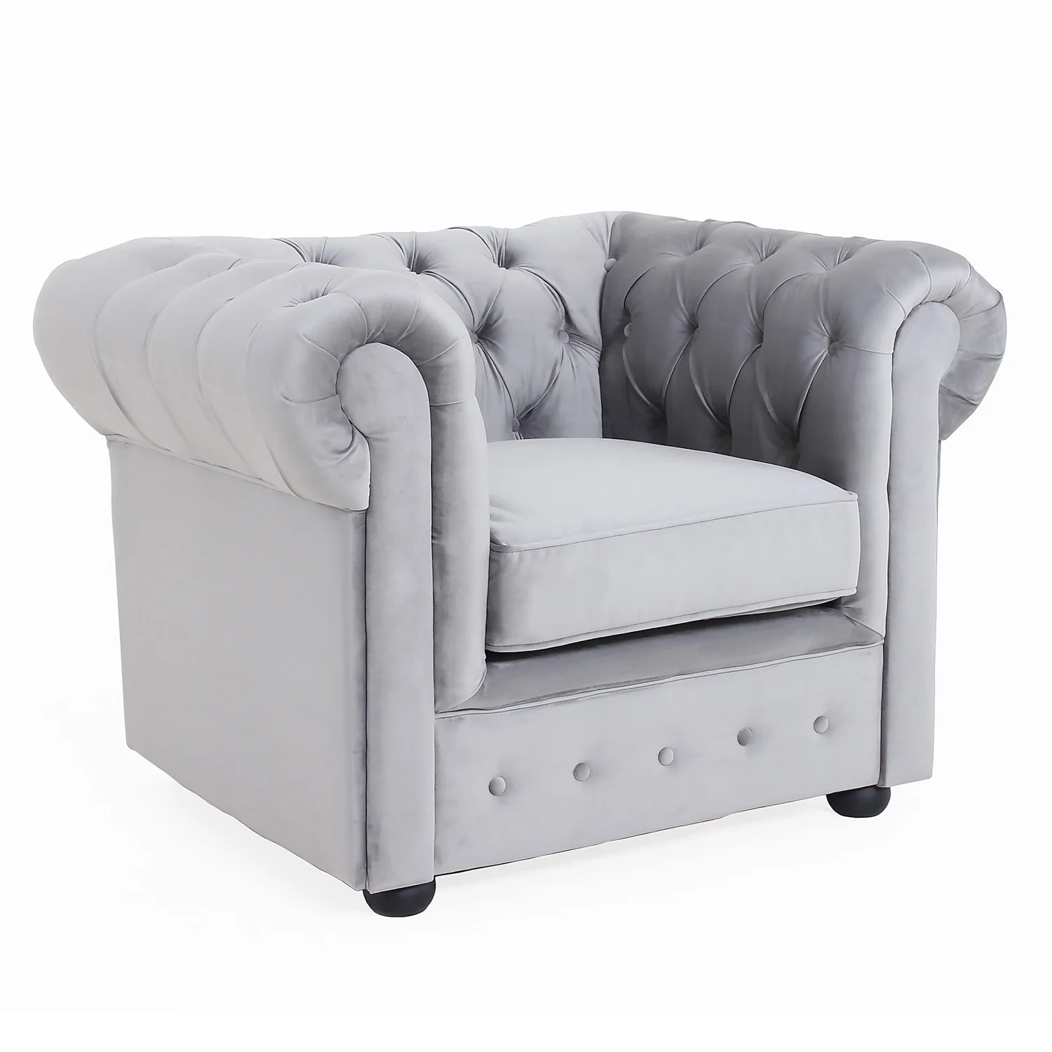 Chesterfield Velvet Armchair - Silver 1 Chesterfield Velvet Armchair - Silver