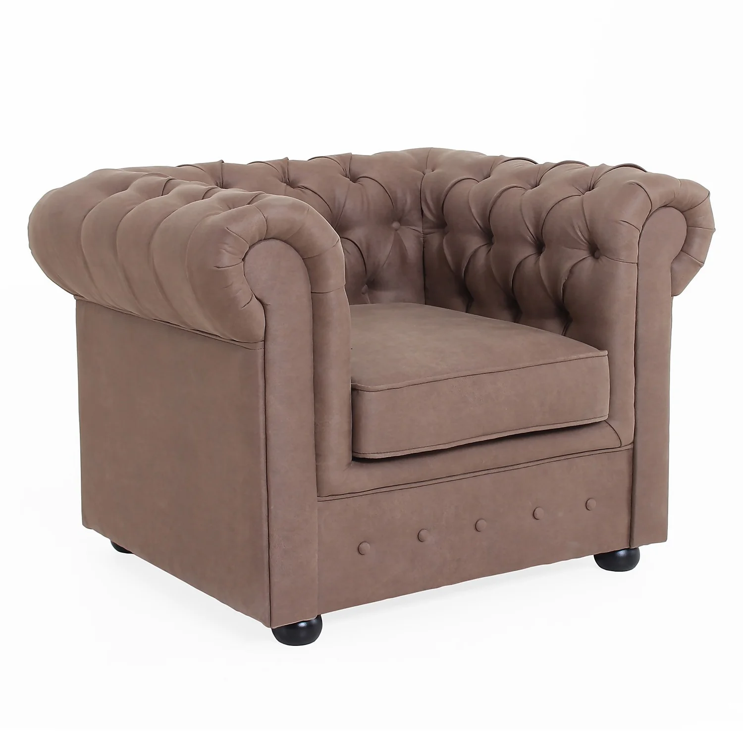 Chesterfield Faux Leather Armchair - Tan 1 Chesterfield Faux Leather Armchair - Tan