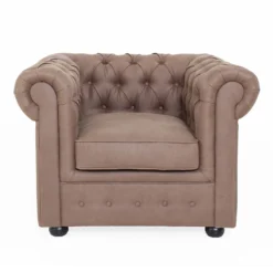 Chesterfield Faux Leather Armchair - Tan 7 Chesterfield Faux Leather Armchair - Tan -Curver Shop 13514410 4174961771175333