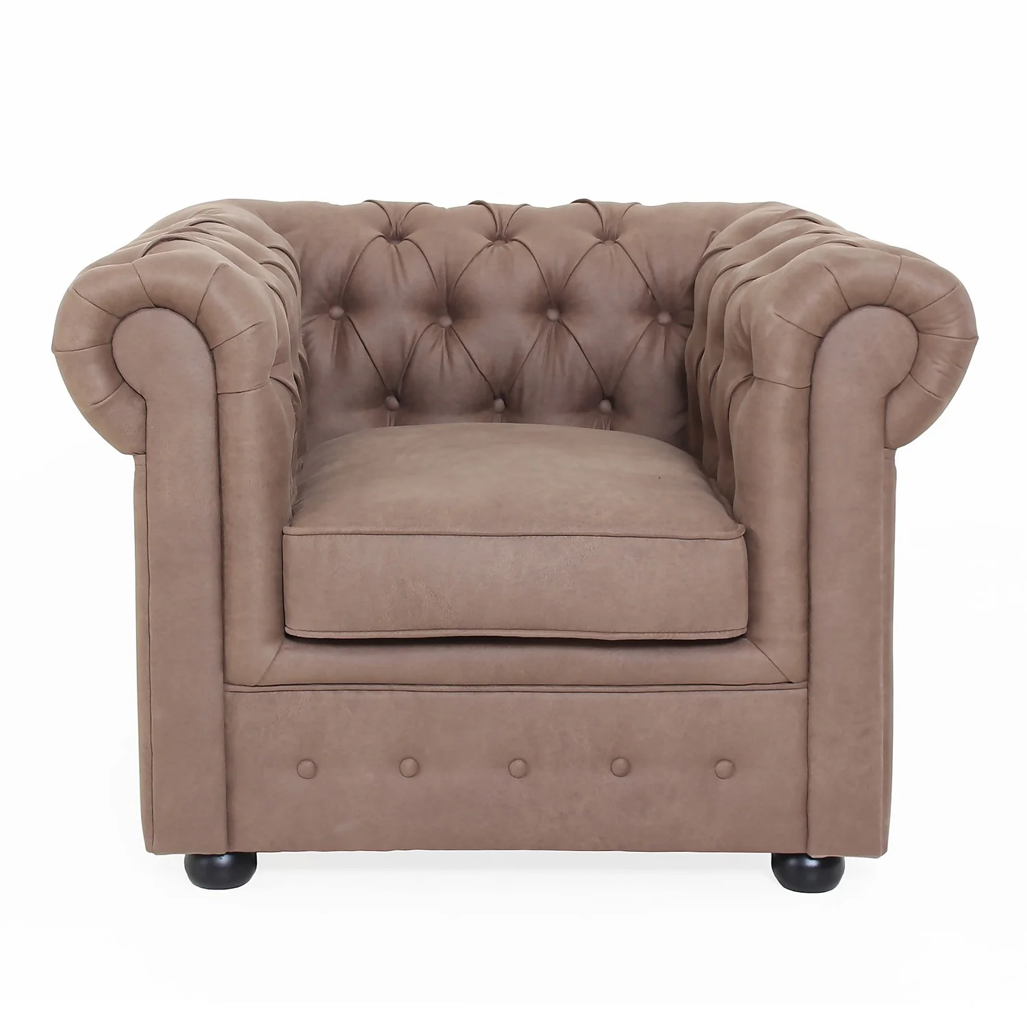 Chesterfield Faux Leather Armchair - Tan 3 Chesterfield Faux Leather Armchair - Tan - Image 3