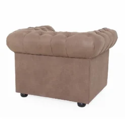 Chesterfield Faux Leather Armchair - Tan 8 Chesterfield Faux Leather Armchair - Tan -Curver Shop 13514410 7794961771223147