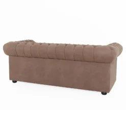 Chesterfield Faux Leather 3 Seater Sofa - Tan -Curver Shop 13514413 6434961771222784