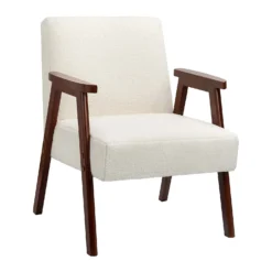 Alex Mid Century Boucle Armchair - Cream