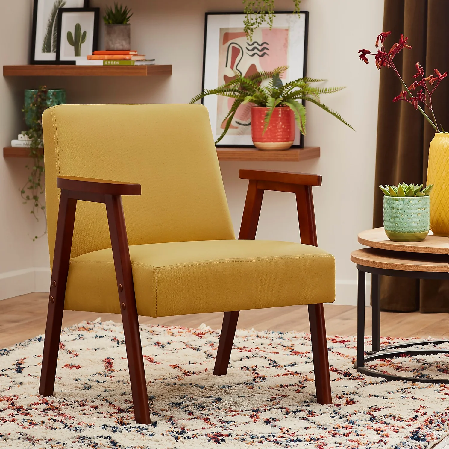 Alex Mid Century Armchair - Ochre 2 Alex Mid Century Armchair - Ochre - Image 2